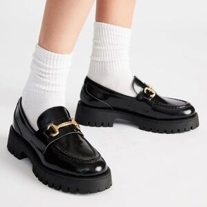 Steve Madden Black Loafers with Gold Detail 10